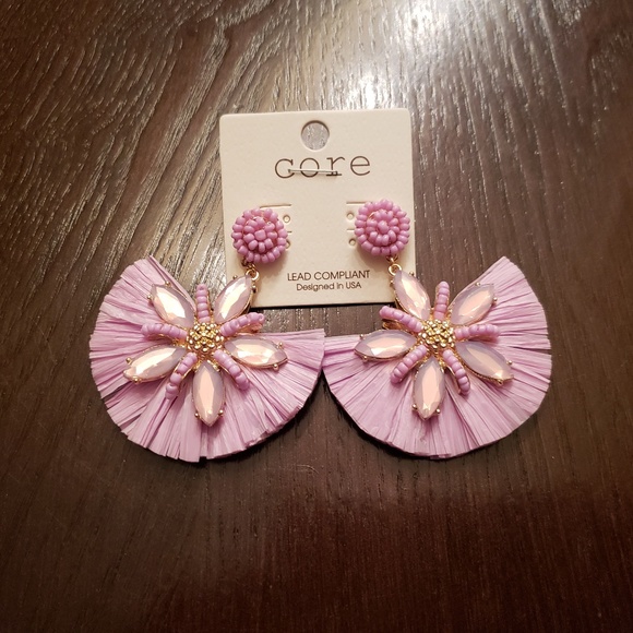 NWT Statement Flower Tassel Post Earrings - Lavender - Picture 2 of 4